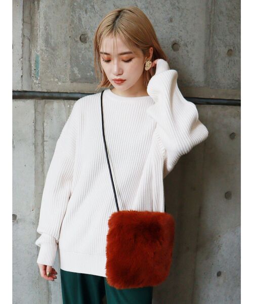 MURUA（ムルーア）の「バルキーコットンオーバーニット（ニット/セーター・レディース・アイボリー/レッド/グリーン/ネイビー・FREE）」の14枚目の写真