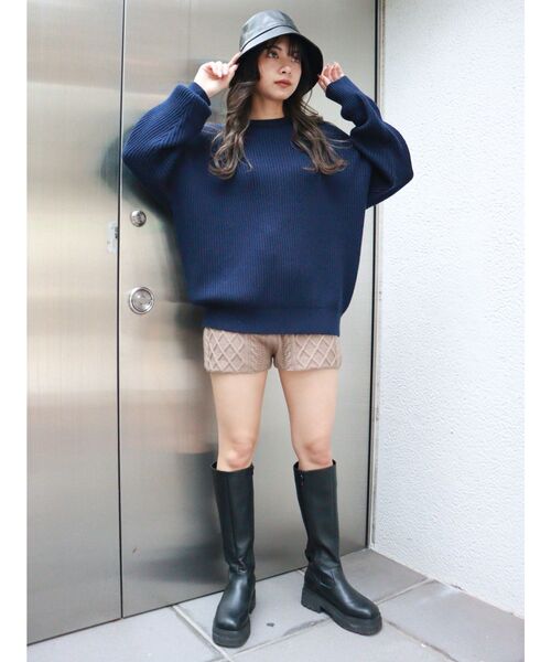 MURUA（ムルーア）の「バルキーコットンオーバーニット（ニット/セーター・レディース・アイボリー/レッド/グリーン/ネイビー・FREE）」の20枚目の写真