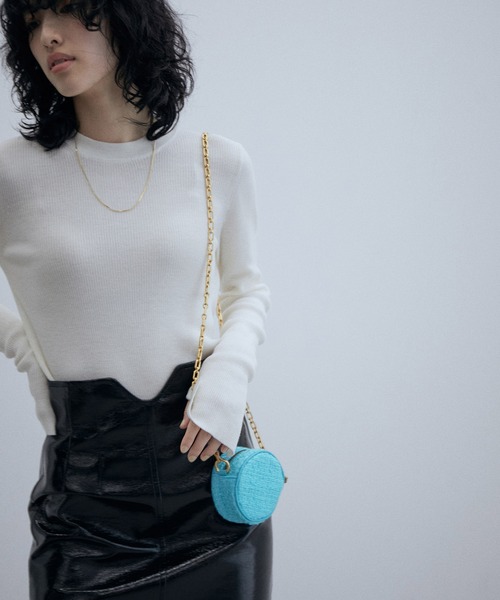 ADAM ET ROPE'（アダムエロペ）の「ラウンドアクセサリーチェーンバッグ（ショルダーバッグ・レディース・ホワイト/ピンク/ブルー・FREE）」の6枚目の写真