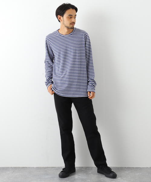 SAVE KHAKI UNITED(セーブカーキユナイテッド)の「SAVE KHAKI UNITED L/S ORGANIC COTTON HEMP STRIPE CREW(Tシャツ/カットソー・メンズ・ネイビー・LARGE/X-LARGE/MEDIUM)」の3枚目の写真