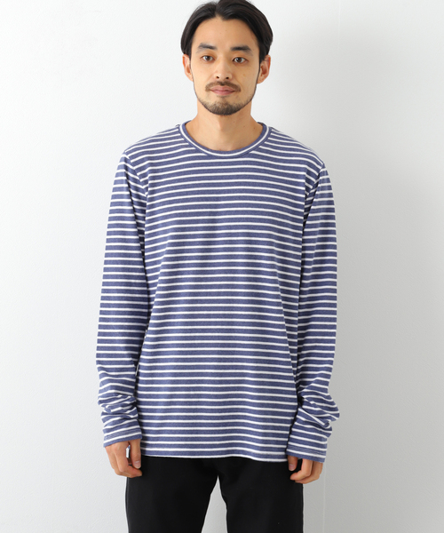 SAVE KHAKI UNITED(セーブカーキユナイテッド)の「SAVE KHAKI UNITED L/S ORGANIC COTTON HEMP STRIPE CREW(Tシャツ/カットソー・メンズ・ネイビー・LARGE/X-LARGE/MEDIUM)」の4枚目の写真
