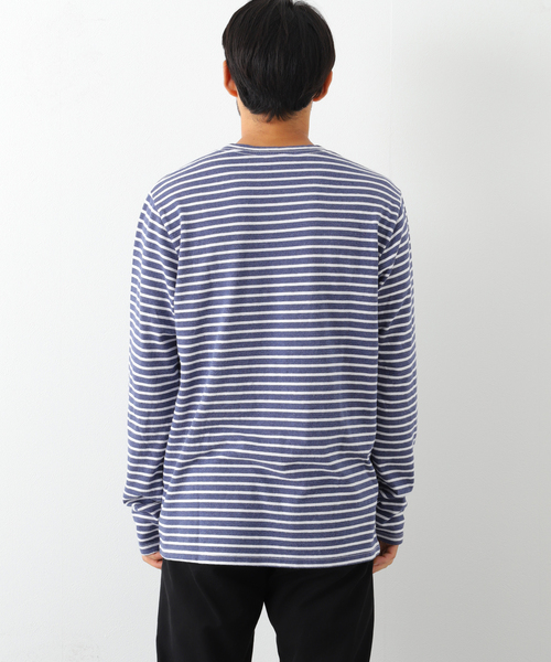 SAVE KHAKI UNITED(セーブカーキユナイテッド)の「SAVE KHAKI UNITED L/S ORGANIC COTTON HEMP STRIPE CREW(Tシャツ/カットソー・メンズ・ネイビー・LARGE/X-LARGE/MEDIUM)」の6枚目の写真
