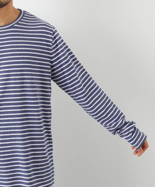 SAVE KHAKI UNITED(セーブカーキユナイテッド)の「SAVE KHAKI UNITED L/S ORGANIC COTTON HEMP STRIPE CREW(Tシャツ/カットソー・メンズ・ネイビー・LARGE/X-LARGE/MEDIUM)」の9枚目の写真
