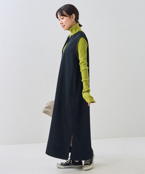 PUBLUX(パブリュクス)の「キーネックベストワンピース(ワンピース・レディース・カーキ/ブラック・マルチサイズ)」の9枚目の写真