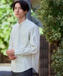 green label relaxing | ツイルストライプ バンドカラー 長袖 シャツ(シャツ/ブラウス)