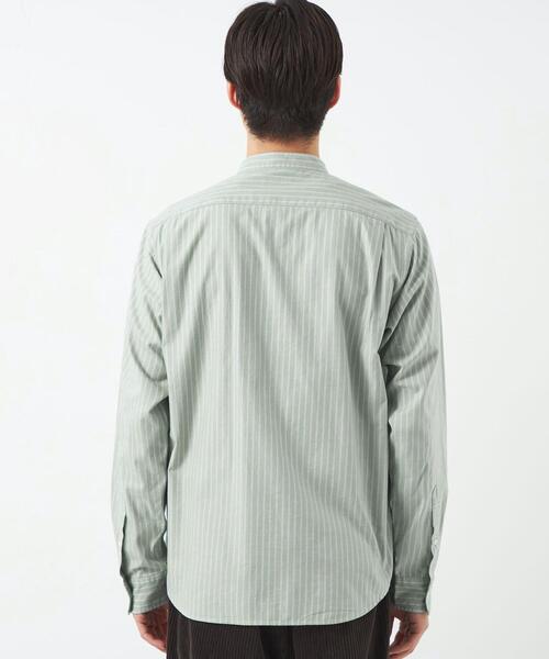 green label relaxing(グリーンレーベルリラクシング)の「ツイルストライプ バンドカラー 長袖 シャツ(シャツ/ブラウス・メンズ・ライトブルー/ナチュラル/ケリー・XL/M/L/S)」の7枚目の写真