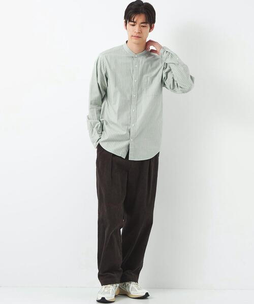 green label relaxing(グリーンレーベルリラクシング)の「ツイルストライプ バンドカラー 長袖 シャツ(シャツ/ブラウス・メンズ・ライトブルー/ナチュラル/ケリー・XL/M/L/S)」の8枚目の写真