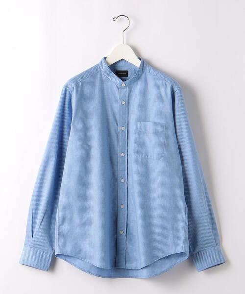 green label relaxing(グリーンレーベルリラクシング)の「ツイルストライプ バンドカラー 長袖 シャツ(シャツ/ブラウス・メンズ・ライトブルー/ナチュラル/ケリー・XL/M/L/S)」の9枚目の写真