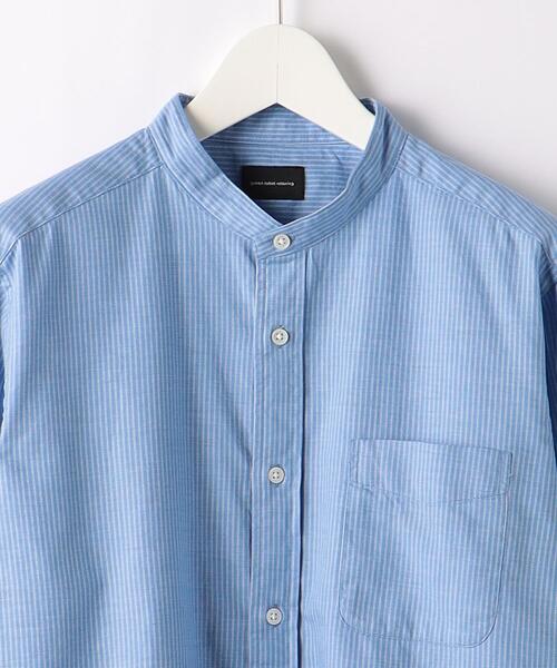 green label relaxing(グリーンレーベルリラクシング)の「ツイルストライプ バンドカラー 長袖 シャツ(シャツ/ブラウス・メンズ・ライトブルー/ナチュラル/ケリー・XL/M/L/S)」の11枚目の写真