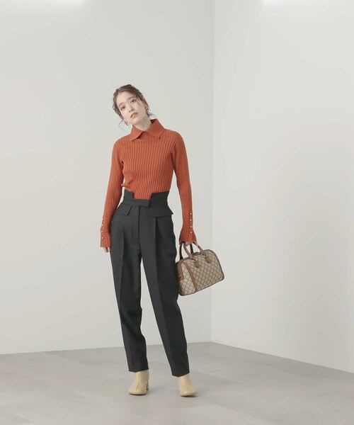 N.（N. Natural Beauty Basic）（エヌエヌナチュラルビューティーベーシック）の「◆コルセットテーパードパンツ（スラックス・レディース・ブラック/ベージュ/イエロー・MEDIUM）」の18枚目の写真