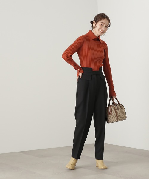 N.（N. Natural Beauty Basic）（エヌエヌナチュラルビューティーベーシック）の「◆コルセットテーパードパンツ（スラックス・レディース・ブラック/ベージュ/イエロー・MEDIUM）」の5枚目の写真