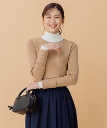 【洗える】ウーステッドバイカラー ニット