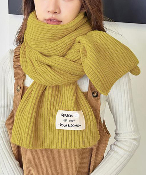 Girly Doll（ガーリードール）の「ニットマフラー（マフラー・レディース・ブラック/アイボリー/モカ/ボルドー/グレー/イエロー/ピンク・F）」の6枚目の写真