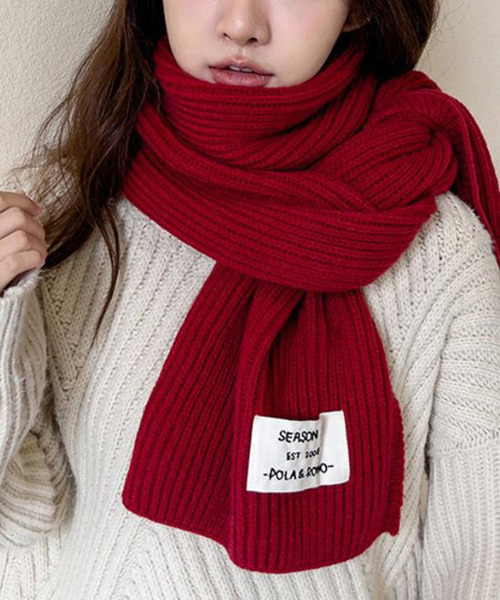 Girly Doll（ガーリードール）の「ニットマフラー（マフラー・レディース・ブラック/アイボリー/モカ/ボルドー/グレー/イエロー/ピンク・F）」の7枚目の写真