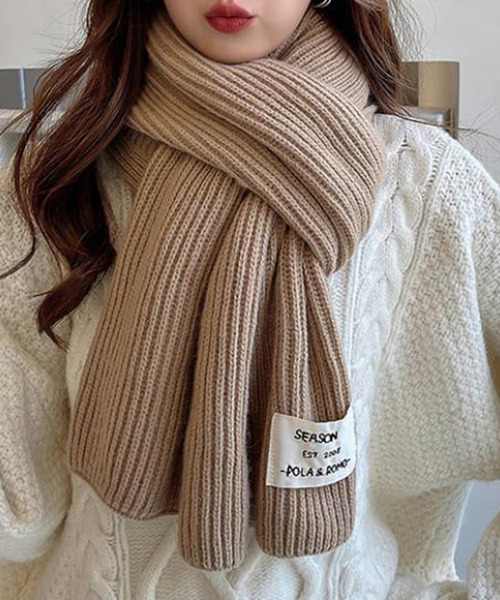 Girly Doll（ガーリードール）の「ニットマフラー（マフラー・レディース・ブラック/アイボリー/モカ/ボルドー/グレー/イエロー/ピンク・F）」の5枚目の写真