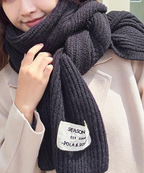 Girly Doll（ガーリードール）の「ニットマフラー（マフラー・レディース・ブラック/アイボリー/モカ/ボルドー/グレー/イエロー/ピンク・F）」の18枚目の写真
