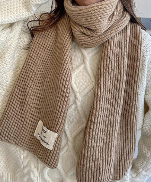 Girly Doll（ガーリードール）の「ニットマフラー（マフラー・レディース・ブラック/アイボリー/モカ/ボルドー/グレー/イエロー/ピンク・F）」の10枚目の写真