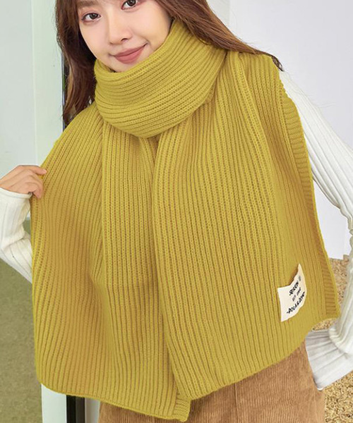 Girly Doll（ガーリードール）の「ニットマフラー（マフラー・レディース・ブラック/アイボリー/モカ/ボルドー/グレー/イエロー/ピンク・F）」の17枚目の写真