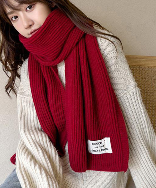 Girly Doll（ガーリードール）の「ニットマフラー（マフラー・レディース・ブラック/アイボリー/モカ/ボルドー/グレー/イエロー/ピンク・F）」の15枚目の写真