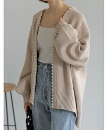 Re:EDIT | [新色追加][WINTER COLLECTION]パールデザインミドル丈ニットカーディガン(カーディガン/ボレロ)