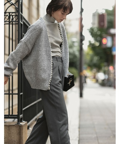 Re:EDIT（リエディ）の「パールデザインミドル丈ニットカーディガン（カーディガン/ボレロ・レディース・グレー/ベージュ/ブラック・MEDIUM/LARGE）」の7枚目の写真