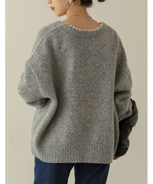 Re:EDIT（リエディ）の「パールデザインミドル丈ニットカーディガン（カーディガン/ボレロ・レディース・グレー/ベージュ/ブラック・MEDIUM/LARGE）」の12枚目の写真