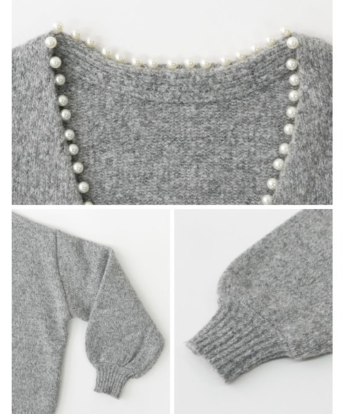 Re:EDIT（リエディ）の「パールデザインミドル丈ニットカーディガン（カーディガン/ボレロ・レディース・グレー/ベージュ/ブラック・MEDIUM/LARGE）」の14枚目の写真