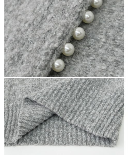 Re:EDIT（リエディ）の「パールデザインミドル丈ニットカーディガン（カーディガン/ボレロ・レディース・グレー/ベージュ/ブラック・MEDIUM/LARGE）」の15枚目の写真