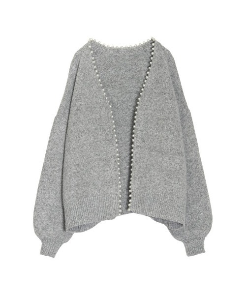 Re:EDIT（リエディ）の「パールデザインミドル丈ニットカーディガン（カーディガン/ボレロ・レディース・グレー/ベージュ/ブラック・MEDIUM/LARGE）」の16枚目の写真