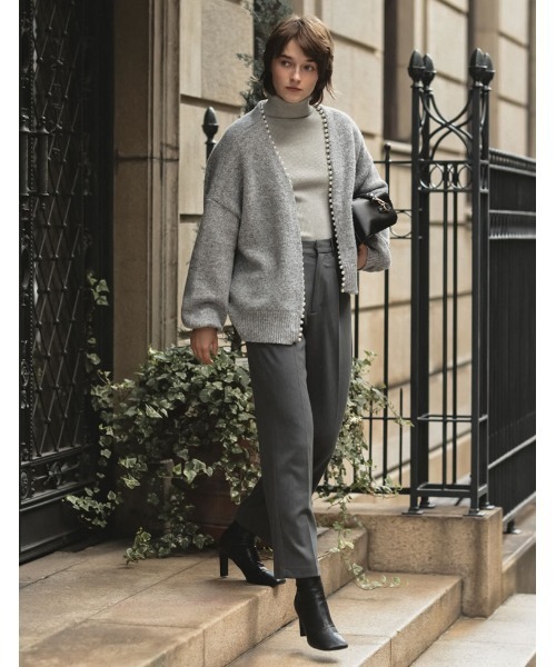 Re:EDIT（リエディ）の「パールデザインミドル丈ニットカーディガン（カーディガン/ボレロ・レディース・グレー/ベージュ/ブラック・MEDIUM/LARGE）」の6枚目の写真