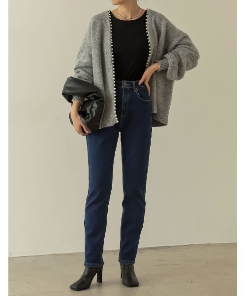 Re:EDIT（リエディ）の「パールデザインミドル丈ニットカーディガン（カーディガン/ボレロ・レディース・グレー/ベージュ/ブラック・MEDIUM/LARGE）」の13枚目の写真