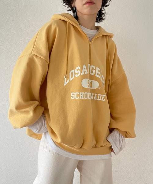 wee9s（ウィークス）の「half zip loose hoodie / ぬくぬく裏起毛ハーフジップルーズフーディーパーカー（パーカー・レディース・イエロー・FREE）」の18枚目の写真