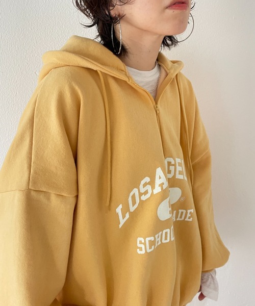wee9s（ウィークス）の「half zip loose hoodie / ぬくぬく裏起毛ハーフジップルーズフーディーパーカー（パーカー・レディース・イエロー・FREE）」の20枚目の写真