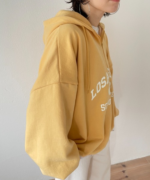 wee9s（ウィークス）の「half zip loose hoodie / ぬくぬく裏起毛ハーフジップルーズフーディーパーカー（パーカー・レディース・イエロー・FREE）」の10枚目の写真