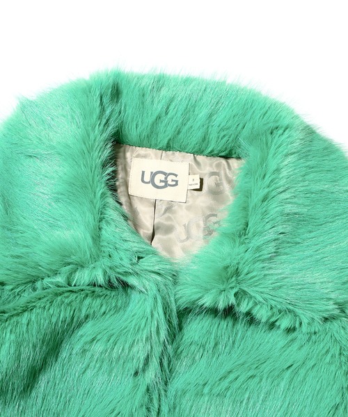 UGG（アグ）の「UGG@mos 裏地ロゴ フェイクファーコート / アグ ウラジロゴ フェイクファーコート（その他アウター・レディース・グリーン/アイボリー/ブラウン・L/M）」の6枚目の写真
