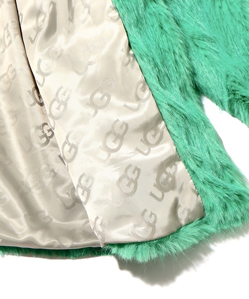 UGG（アグ）の「UGG@mos 裏地ロゴ フェイクファーコート / アグ ウラジロゴ フェイクファーコート（その他アウター・レディース・グリーン/アイボリー/ブラウン・L/M）」の10枚目の写真