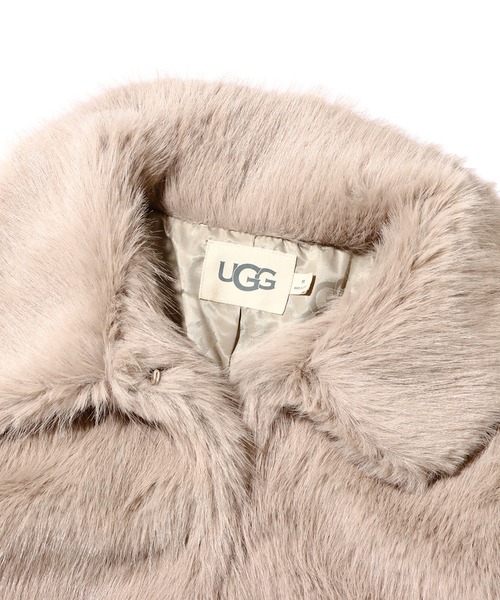 UGG（アグ）の「UGG@mos 裏地ロゴ フェイクファーコート / アグ ウラジロゴ フェイクファーコート（その他アウター・レディース・グリーン/アイボリー/ブラウン・L/M）」の12枚目の写真