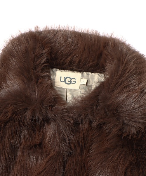UGG（アグ）の「UGG@mos 裏地ロゴ フェイクファーコート / アグ ウラジロゴ フェイクファーコート（その他アウター・レディース・グリーン/アイボリー/ブラウン・L/M）」の18枚目の写真