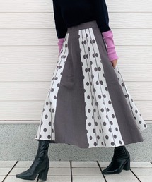 Q | ドットモノトーンニットスカート(スカート)