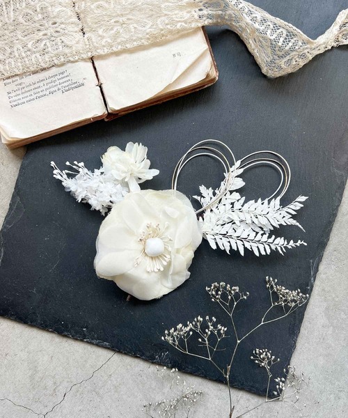 m.soeur（エムスール）の「牡丹とドライフラワーのヘアパーツセット（その他ヘアアクセサリー・レディース・イエロー系その他/グレー/ホワイト/グリーン・FREE）」の11枚目の写真