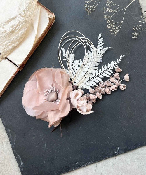 m.soeur（エムスール）の「牡丹とドライフラワーのヘアパーツセット（その他ヘアアクセサリー・レディース・イエロー系その他/グレー/ホワイト/グリーン・FREE）」の14枚目の写真