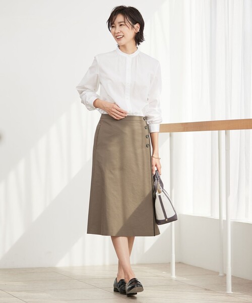 J.PRESS(ジェイプレス)の「【洗える・吸水速乾・接触冷感】リネンツイル スカート(スカート・レディース・ブラック系/カーキ系/アイボリー系・T17/T15/T13)」の7枚目の写真