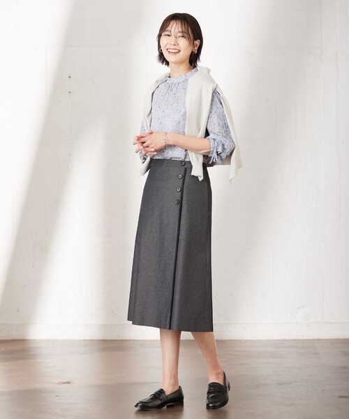 J.PRESS(ジェイプレス)の「【洗える・吸水速乾・接触冷感】リネンツイル スカート(スカート・レディース・ブラック系/カーキ系/アイボリー系・T17/T15/T13)」の13枚目の写真