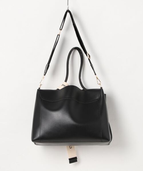 florist（フローリスト）の「【仕切りポケット付】【2WAY/3WAY】ロゴ入りリボン付属スクエアフラップレザートートバッグ/ショルダーバッグ（ショルダーバッグ・レディース・ブラック/ブラウン/オフホワイト/ライトグリーン・FREE）」の14枚目の写真