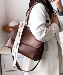 florist | 【仕切りポケット付】【2WAY/3WAY】ロゴ入りリボン付属スクエアフラップレザートートバッグ/ショルダーバッグ(ショルダーバッグ)