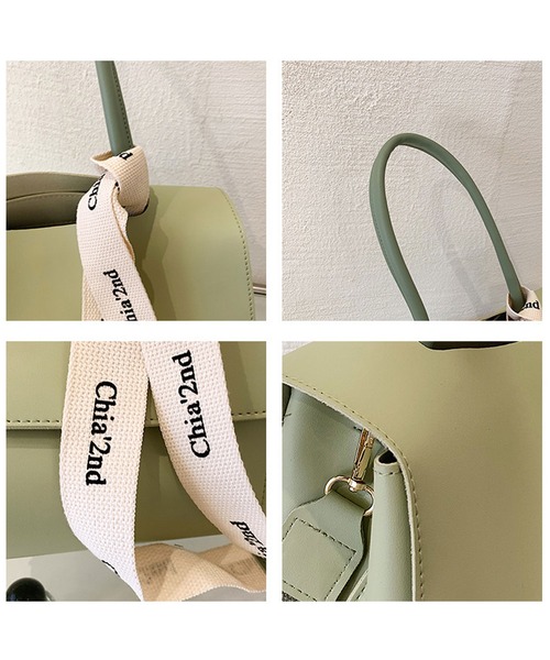 florist（フローリスト）の「【仕切りポケット付】【2WAY/3WAY】ロゴ入りリボン付属スクエアフラップレザートートバッグ/ショルダーバッグ（ショルダーバッグ・レディース・ブラック/ブラウン/オフホワイト/ライトグリーン・FREE）」の12枚目の写真