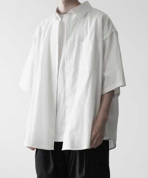 RUUBON（ルーボン）の「【RUUBON】half sleeve broad shirt / ハーフスリーブ ブロードシャツ（シャツ/ブラウス・メンズ・ネイビー系/ホワイト×ブラック/ブラック/ホワイト・S/M/L）」の6枚目の写真