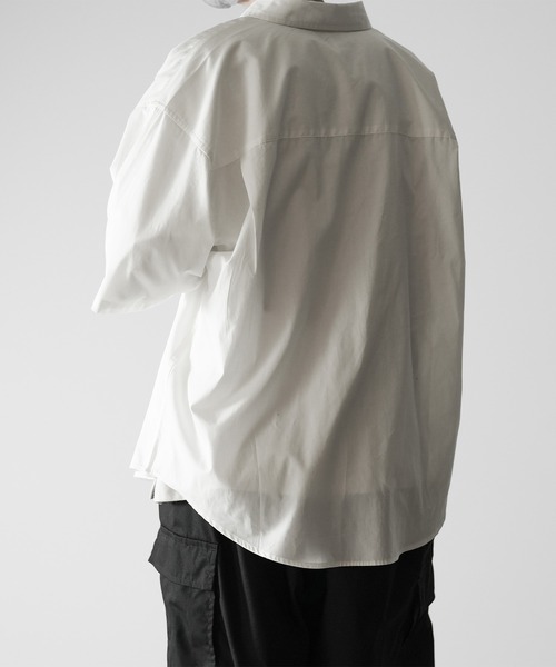 RUUBON（ルーボン）の「【RUUBON】half sleeve broad shirt / ハーフスリーブ ブロードシャツ（シャツ/ブラウス・メンズ・ネイビー系/ホワイト×ブラック/ブラック/ホワイト・S/M/L）」の12枚目の写真