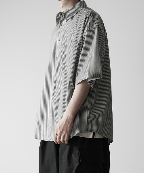 RUUBON（ルーボン）の「【RUUBON】half sleeve broad shirt / ハーフスリーブ ブロードシャツ（シャツ/ブラウス・メンズ・ネイビー系/ホワイト×ブラック/ブラック/ホワイト・S/M/L）」の17枚目の写真