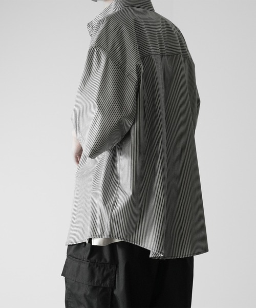 RUUBON（ルーボン）の「【RUUBON】half sleeve broad shirt / ハーフスリーブ ブロードシャツ（シャツ/ブラウス・メンズ・ネイビー系/ホワイト×ブラック/ブラック/ホワイト・S/M/L）」の19枚目の写真
